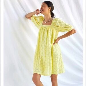 Maeve by Anthropologie Eyelet Mini Dress Yellow NWT